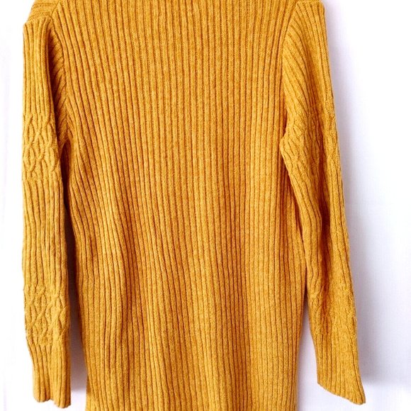Universal Thread Women Pullover High Low Sweater Open Knit V Neck Mustard SZ S - Picture 2 of 8